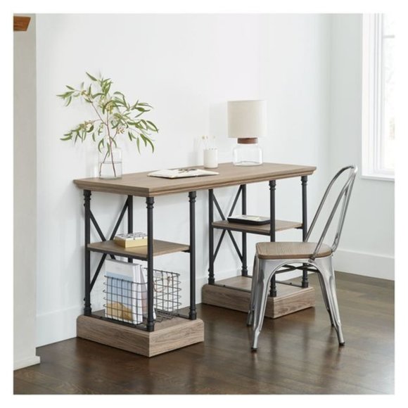 Threshold Accents Threshold Small Milk Crate Wire Basket Copper Handles Antique Pewter